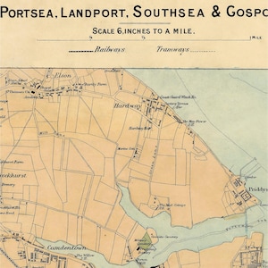 Portsmouth map (UK) - Old city map print - Fine print - Giclee reproduction on fine coated paper or matte canvas image 5