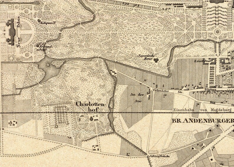 Carte de Potsdam - Ancienne impression de carte de Potsdam - Impression d'archives sur papier ou toile image 5
