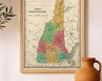New Hampshire Map | Antique 19th Century County Map Print