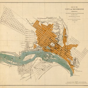 Map of Richmond Old map of Richmond archival print on paper or matte canvas image 2