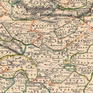 Map of Somerset County - Alte Landkarte von Somerset, Feindruck auf Papier oder Leinwand Bild 3