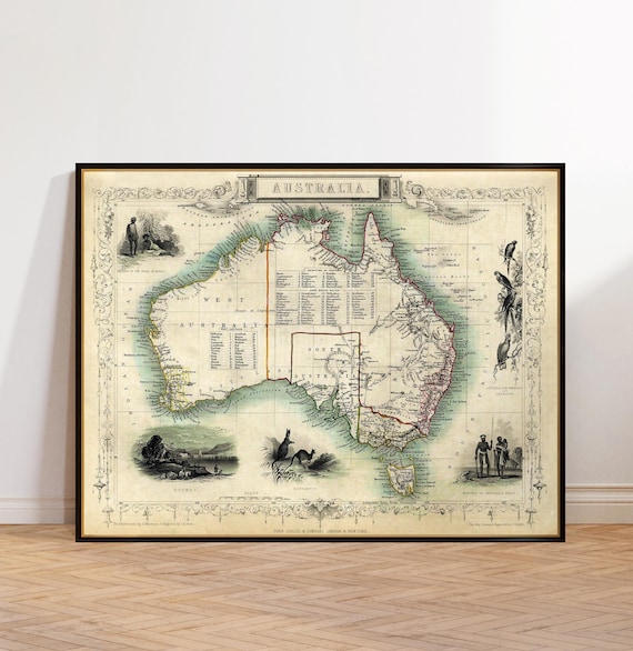 オーストラリアのアンティーク地図 | 19世紀ジョン・タリス社植民地