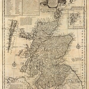 Carte de l'Ecosse - Carte historique de l'Ecosse, reproduction d'archives sur papier ou toile image 2