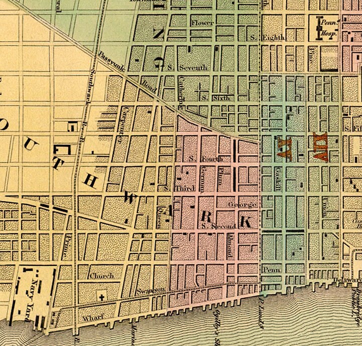 Old map of Philadelphia Vintage city map Archival giclee print on