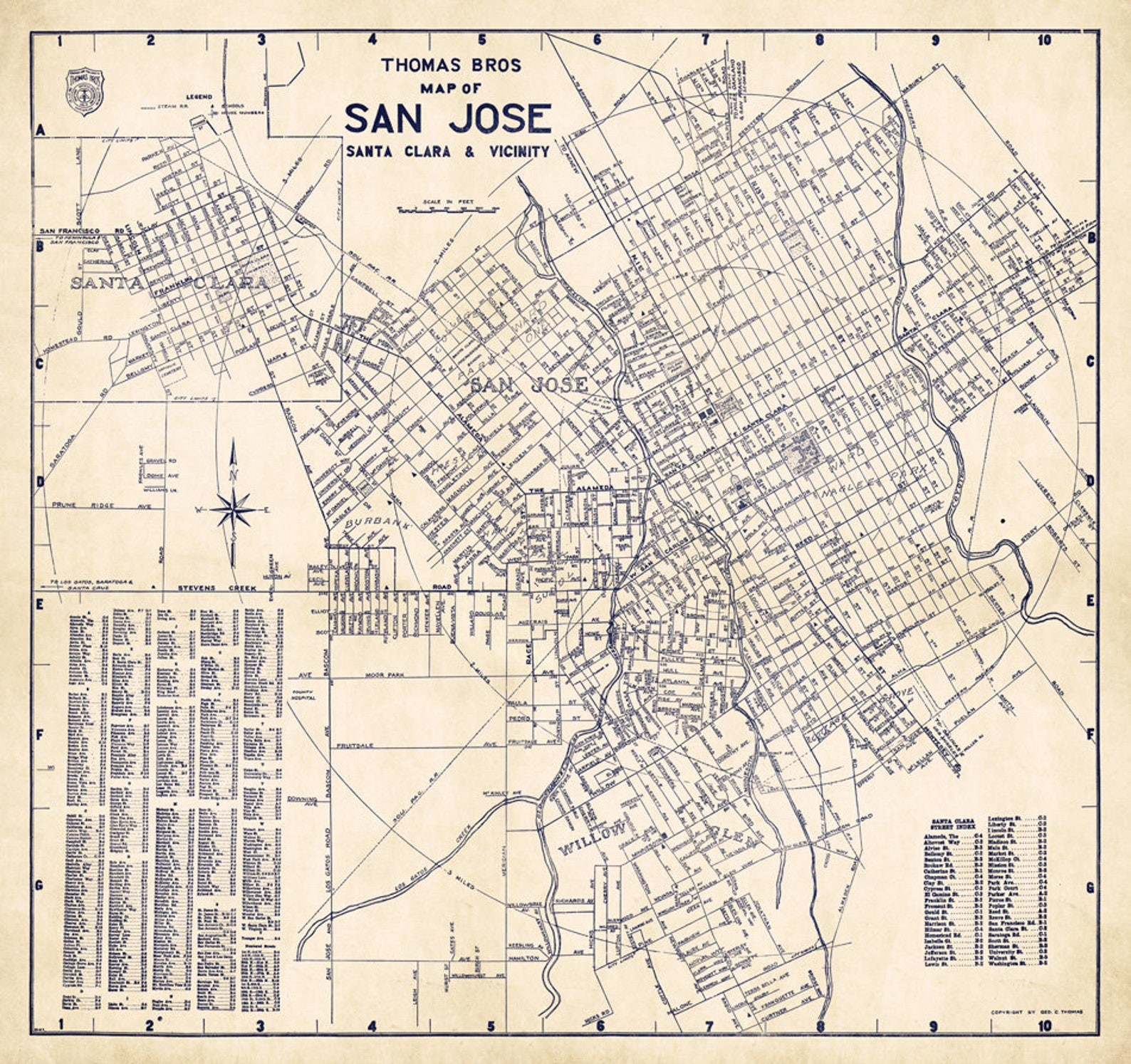 Vintage Map of San Jose Old Map With a Nice Patina Print on Etsy