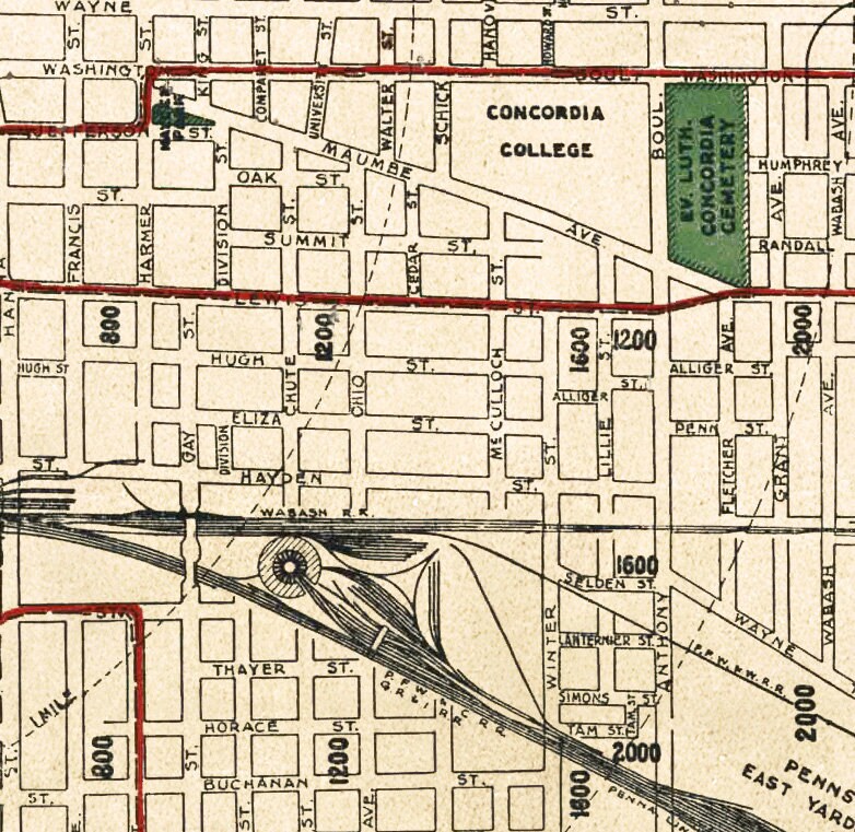 Fort Wayne map Vintage map of Fort Wayne fine print on paper or canvas