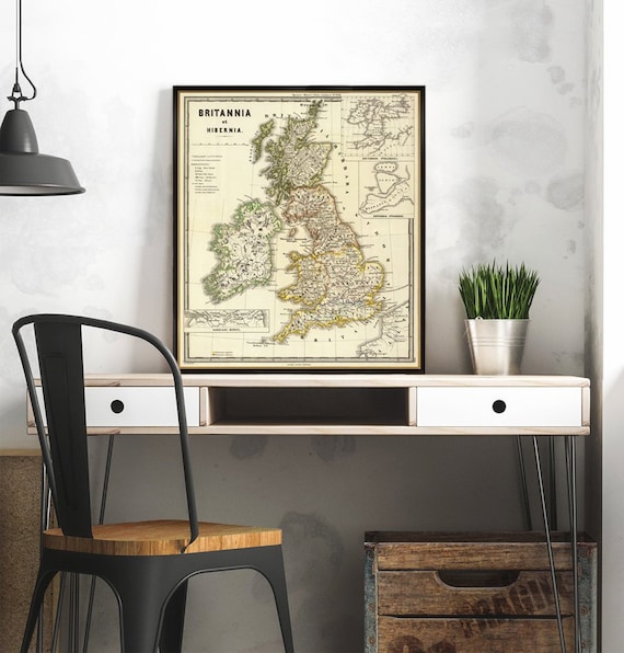 British Isles map - Old map  of Britannia fine reproduction - Historical map available on paper or canvas