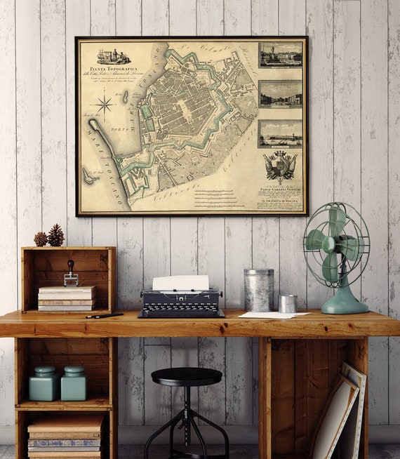 Old map of Livorno - Old city map print - Archival map reproduction on paper or canvas