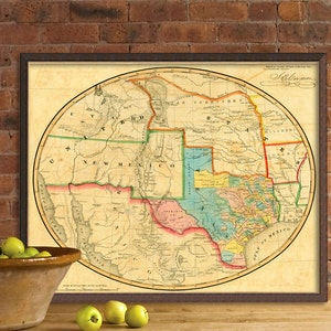 Old map of Texas - Fine archival reproduction - Texas map fine print on paper or canvas