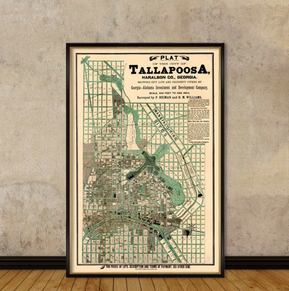 Tallapoosa  map - Old map of Tallapoosa (Georgia)  fine reproduction on paper or canvas