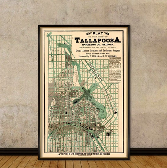 Tallapoosa map Old map of Tallapoosa fine reproduction on