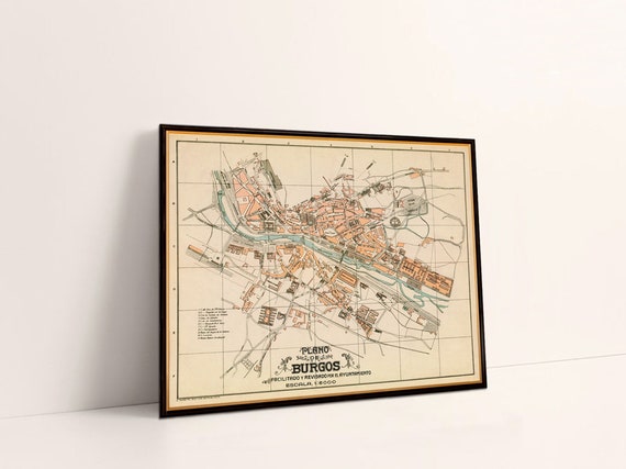 Burgos map, old city map, Iberian map poster