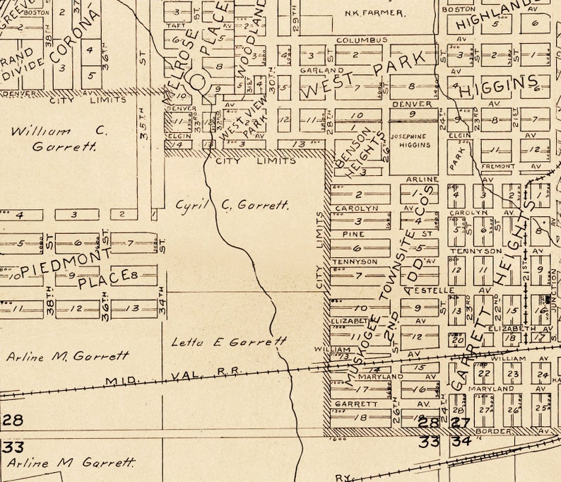 Muskogee Map Old Map of Muskogee Large Wall Map Print on Etsy