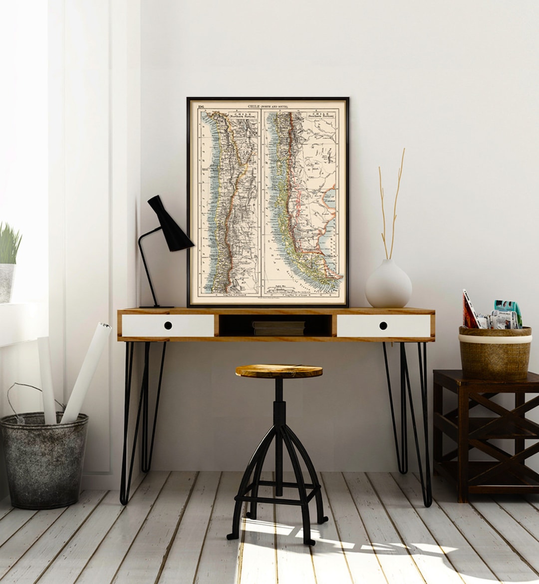 Chile Map - Historical Map of Chile - Large Map Print on Paper or ...
