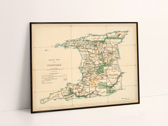 Old map of Trinidad - Historical map print on fine coated paper or canvas