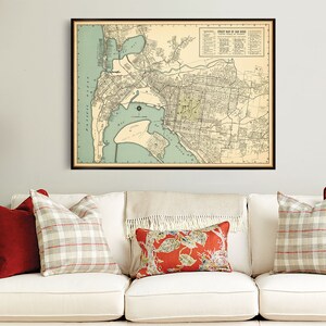 Vintage map of San Diego, restored map, old city plan art print, decorative old map of San Diego image 4