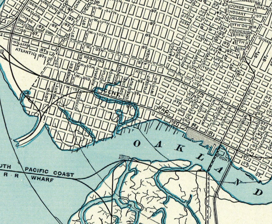 Old Map of Oakland Fine Archival Print Vintage City Plan Etsy