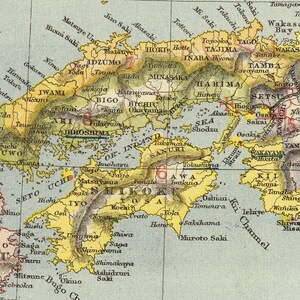 Carte du Japon - Ancienne carte du Japon, y compris l'île d'Hokkaido - Impression de carte murale sur papier ou toile image 3
