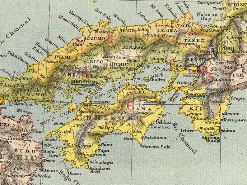 Carte du Japon - Ancienne carte du Japon, y compris l'île d'Hokkaido - Impression de carte murale sur papier ou toile image 3