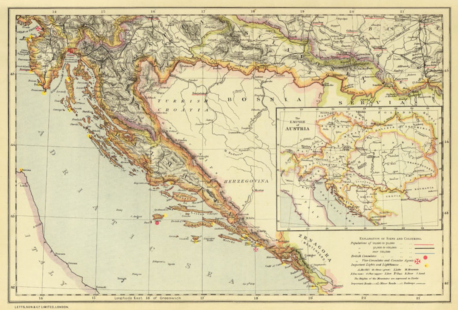 Croatia Map Old Map of Croatia Wall Map Print Vintage - Etsy UK