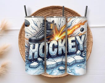 Hockey Schlittschuh Sport 20 Unzen Skinny Tumbler Wrap Sublimation Design PNG Digital Download