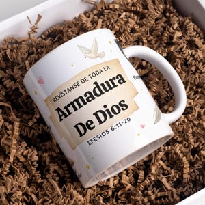 Spanish Bible Verse Mug Wrap For Sublimation, La Armadura De Dios Mug PNG, Gifts For Mom, Josue 1:9 Mug 11/15 oz, Spanish PNG Design