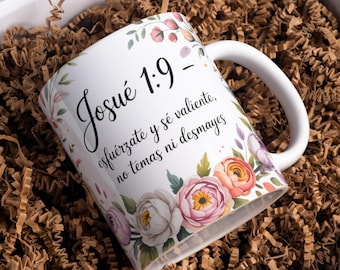 Spanische Bibel-Vers-Becher-Verpackung für Sublimation, La Armadura De Dios- Becher PNG, Geschenke für Mutter, Josue 1: 9-Becher 11/15 oz, Spanisch PNG-Design