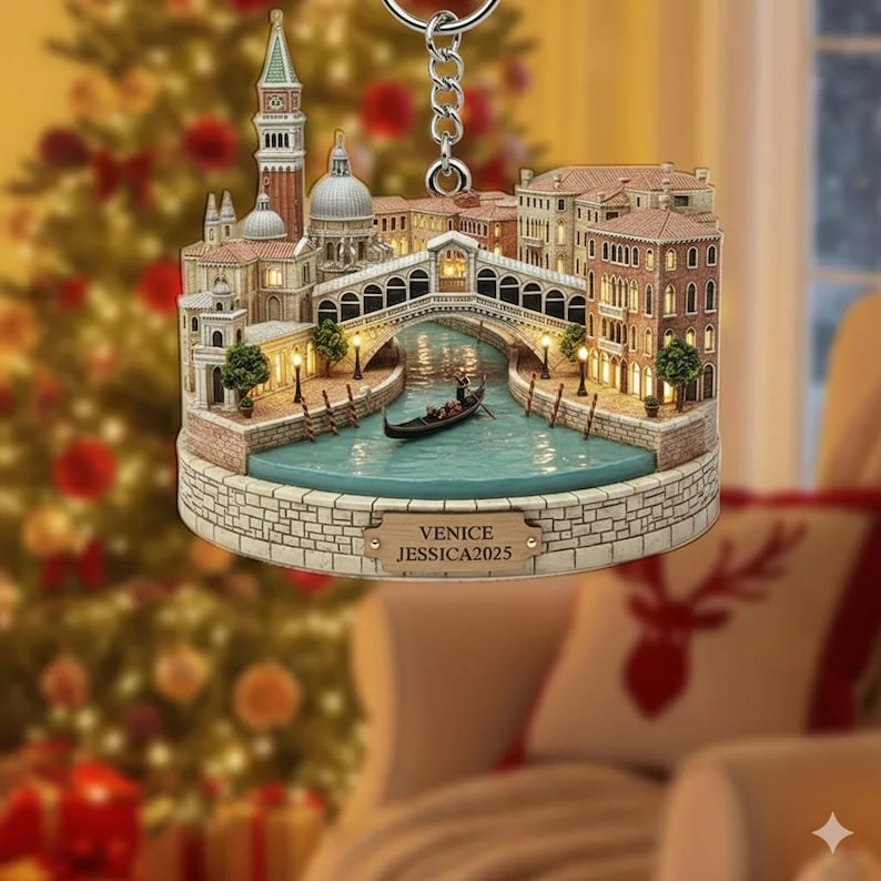 Personalized Venice City Keychain, Travel Diorama Gift, Custom Pagoda ...