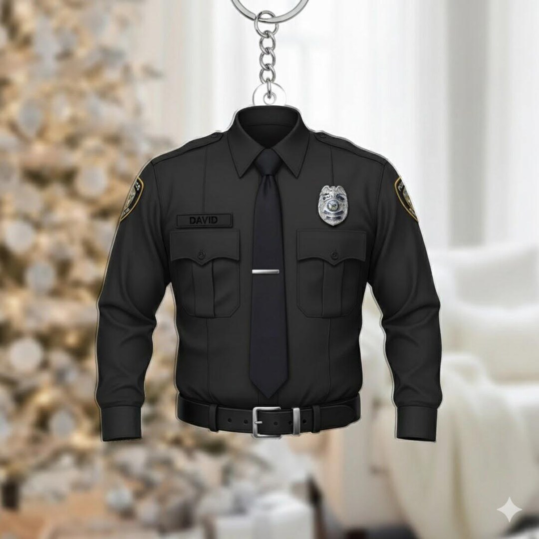 Personalized Police Uniform Keychain, Custom Cop Name Badge, Law ...