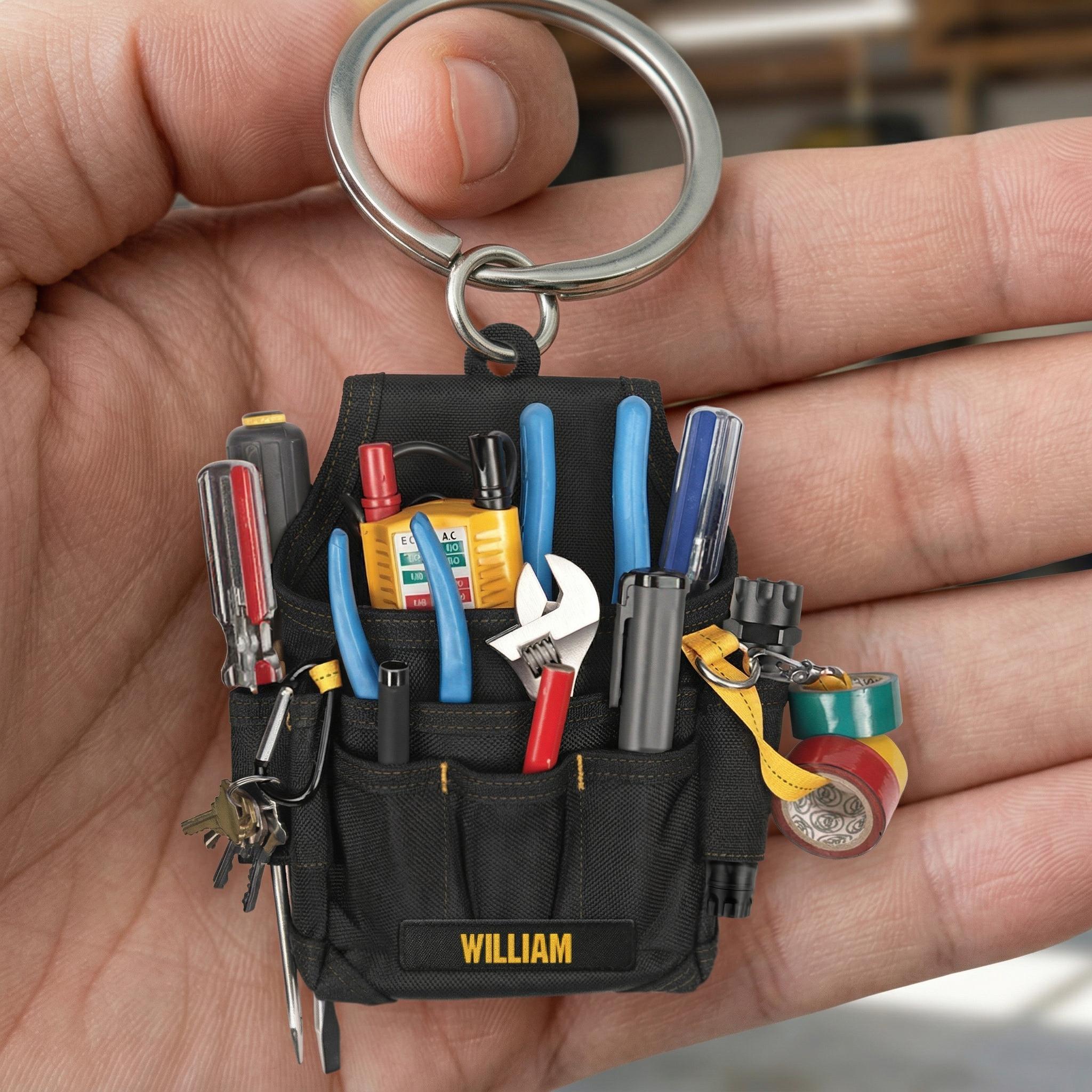 Personalized Handyman Tool Bag Keychain Custom Name, Electrician ...