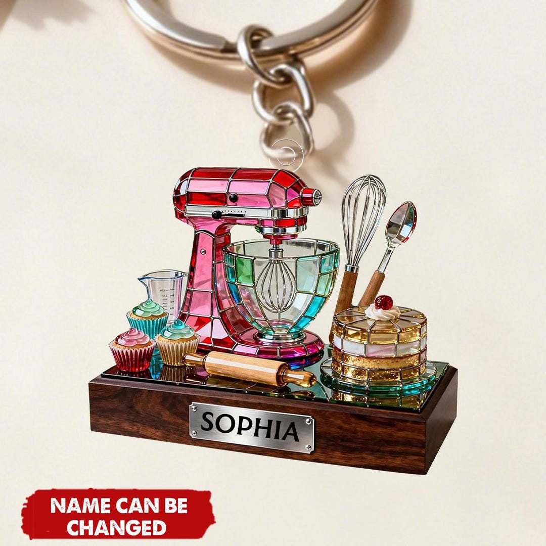 Personalized Baking Mixer Keychain, Colorful Acrylic Kitchen Decor With ...