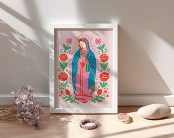 Our Lady of Guadalupe Art Print – Folk religious decor