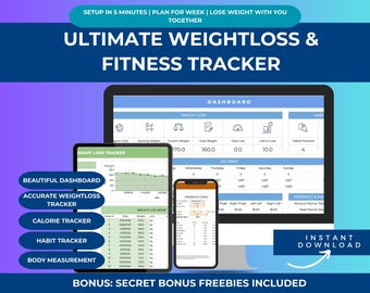 Abnehm- und Fitness-Tracker Google Sheets Journal Tabelle Abnehm-Planer Kalorien-Tracker Fitness Workout Planner Template