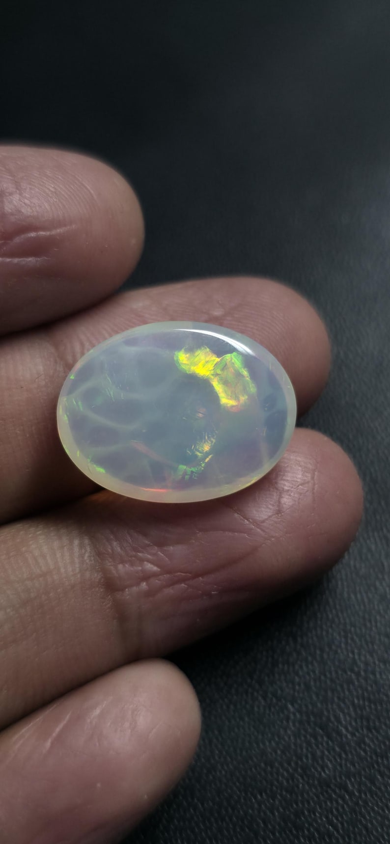 19X14.3X6.5MM, Natural Opal Green Honeycomb Fire Cabochon, 9.20 Carats ...