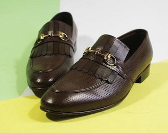 Brown Handmade Bespoke Casual Loafers for Men | Custom Leather Loafers | Luxury Footwear