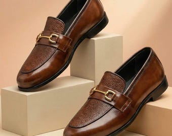 Handmade Brown Leather Horsebit Loafers – Italian Style Dress Shoes