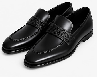 Italian Style Leather Loafers – Handmade Luxury Slip-On Shoes for Wedding & Business Wear