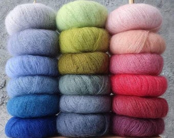 Kid Mohair Silk, Alpaca Yarn, Silk Mohair, Luxury Knitting Yarn, Mohair Threads. Shiny Yarn. Mercerized Wool Silk Thread, 50g