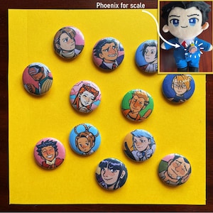PW: Ace Attorney Trilogy 25mm Pin Button Badges - Hand Designed