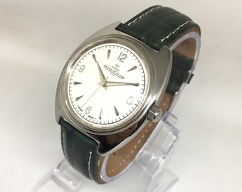 Jaeger LeCoultre Club vintage de los años 70: esfera blanca, correa de cuero, cuerda manual, reloj de pulsera