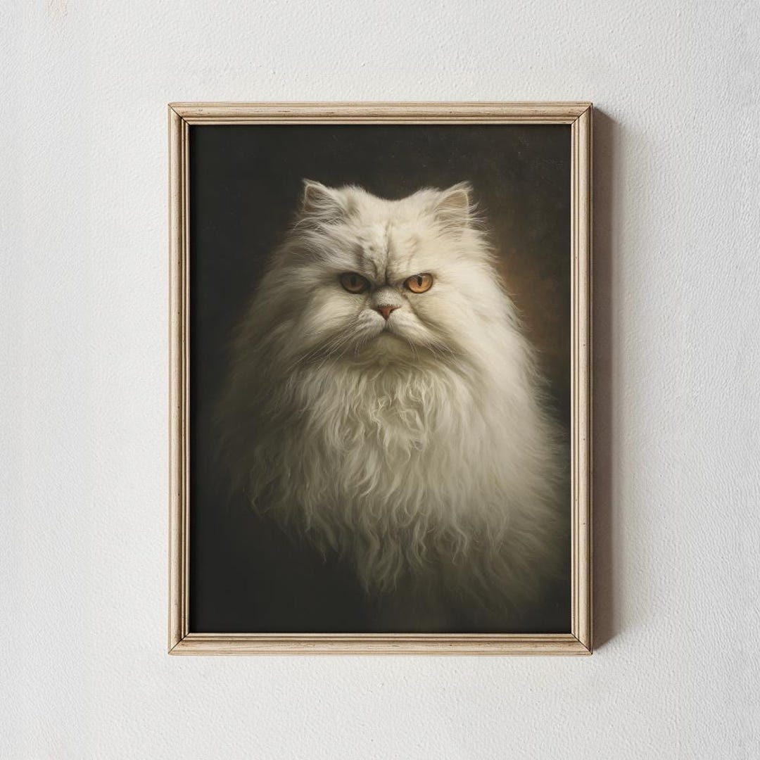 Persian Cat Art Printable, Regal Cat Portrait, Moody Pet Wall Art ...