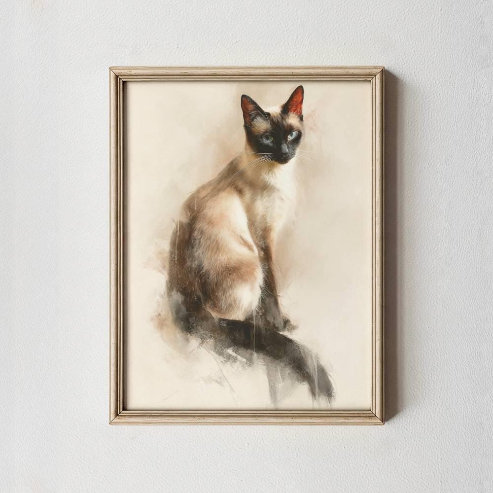 Siamese Cat Print - Watercolor Cat Wall Decor Digital Pet Art Download ...