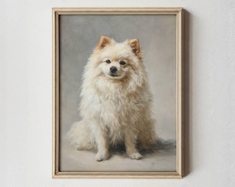 ポメラニアン犬の印象派絵画：動物の壁アート（デジタルダウンロード