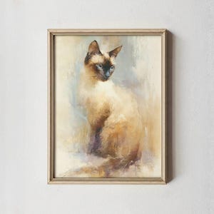 Väggkonst med siamesisk katt - Digital nedladdning Akvarell siamesisk katt Poster Kattrasdekor för djurälskare Veterinärer och kattägare