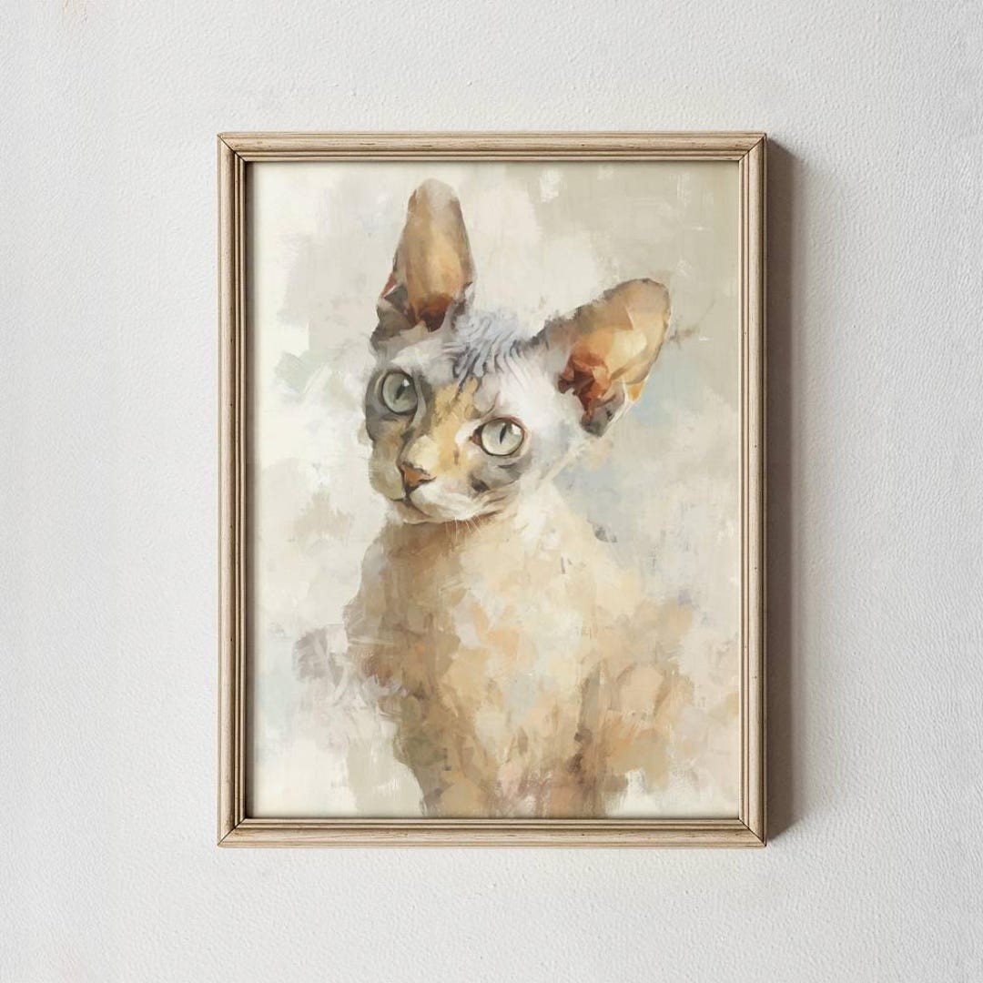 Devon Rex Cat Watercolor Wall Art - Printable Pet Sympathy Gift Digital ...
