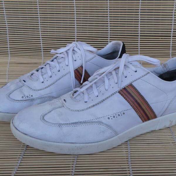 RESERVED Vintage Distressed White Leather Sneakers Tennis Shoes Paul Smith Size EUR 42 / US 8