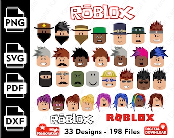 Roblox SVG-paket - Roblox Clipart PNG, Roblox-ansikten, Roblox-klippfil, Cricut Roblox, silhuett, konst för sublimering och hantverk