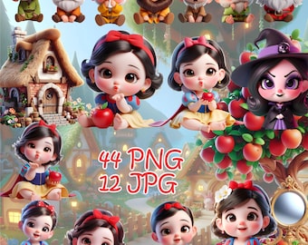 Snow White PNG Clipart, Baby Princess Digital Download, Transparent Background, Evil Queen Art, Snow White 3D Printable