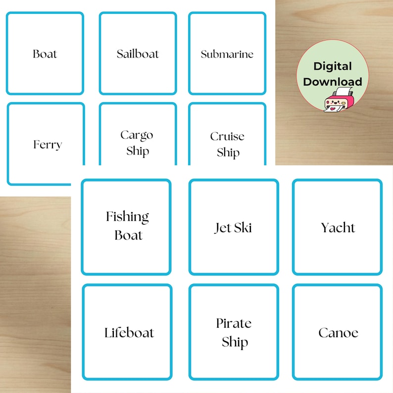 Boat Flashcards | Montessori Printable PDF | Preschool Water ...
