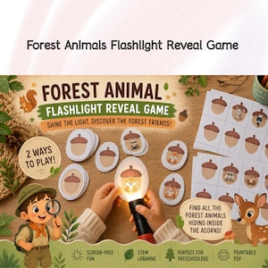 Forest Animals Flashlight Reveal Game | Interactive Hidden Picture Activity